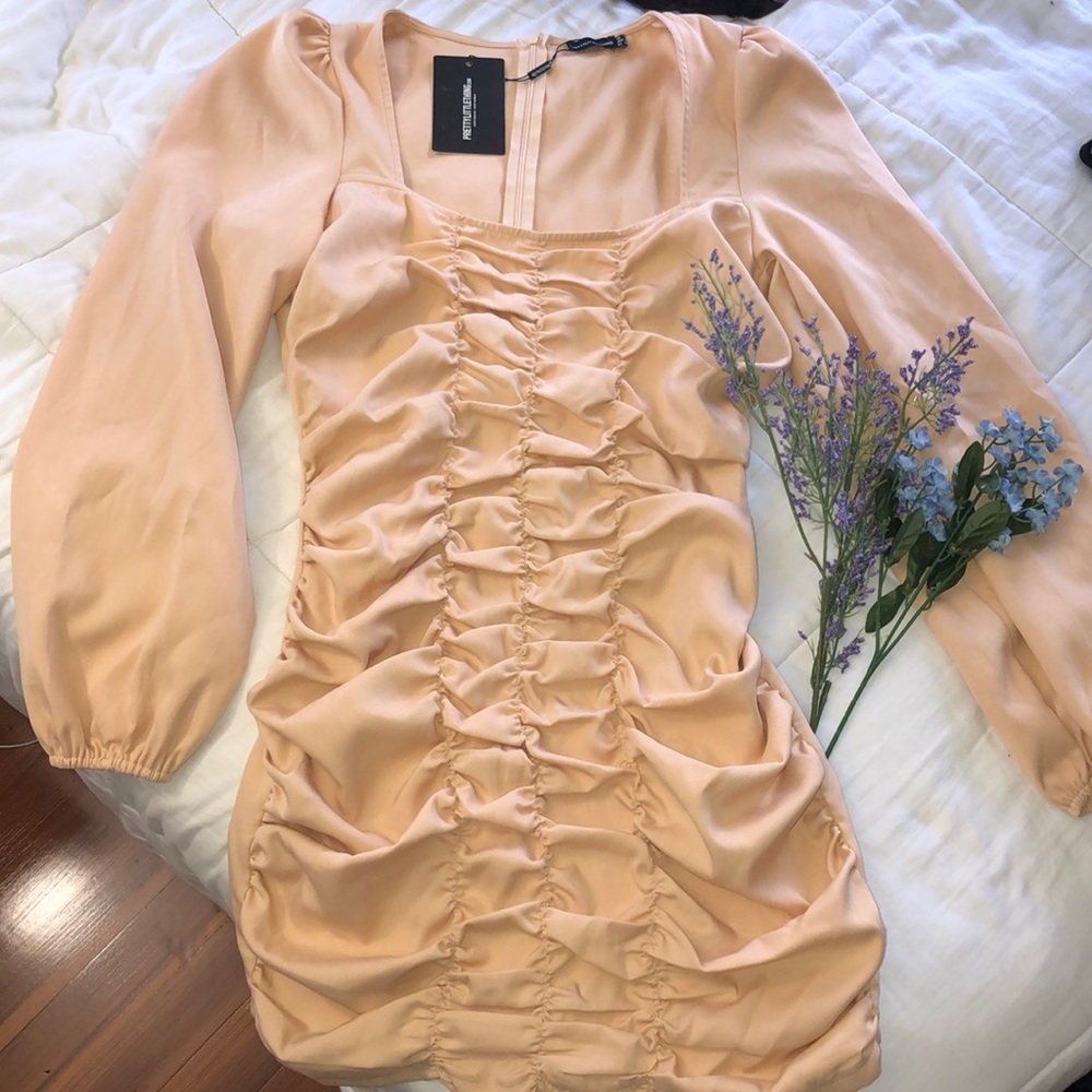 PrettyLittleThing Tall Ruched Long Sleeve Dress